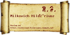 Milkovich Hiláriusz névjegykártya